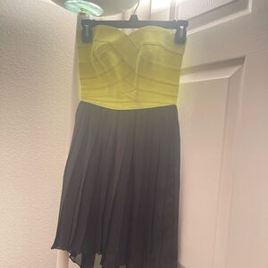 Material Girl Strapless Dress in Yellow and Black